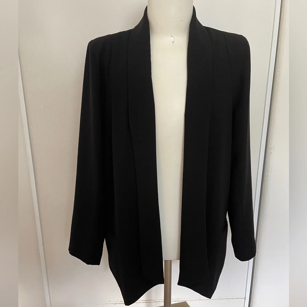 Anthropologie Cartonnier Black Front Pockets Open Blazer